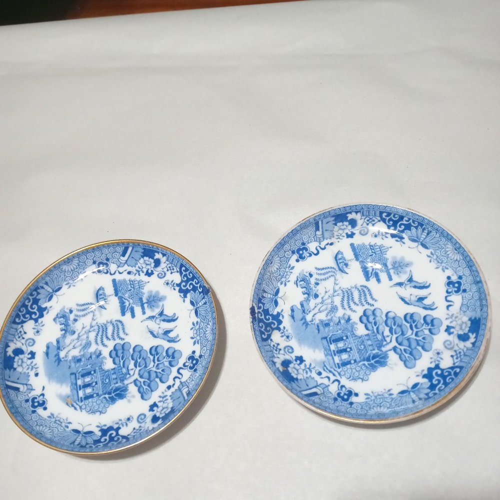 2 Vintage Blue Willow Coasters